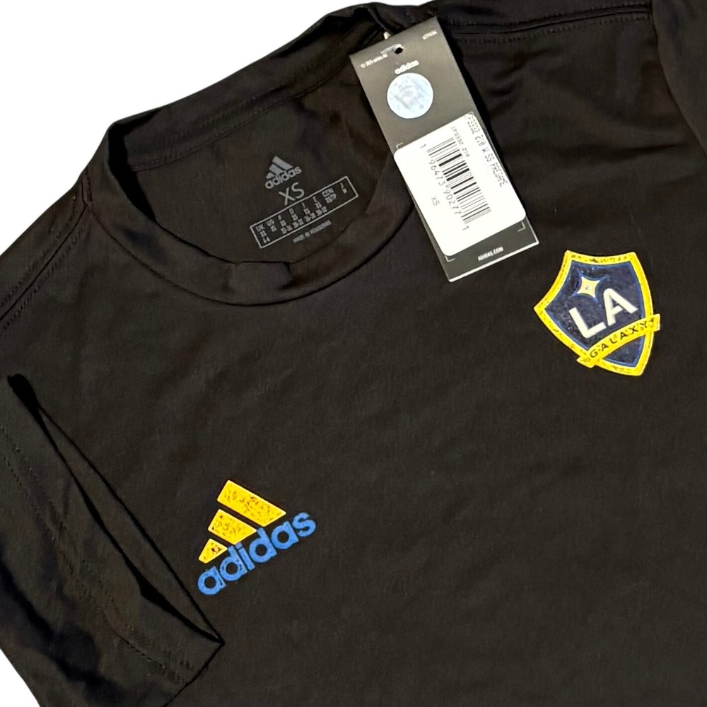 Adidas LA Galaxy Soccer Jersey Womens XS Black Aeroready Pregame Top NEW